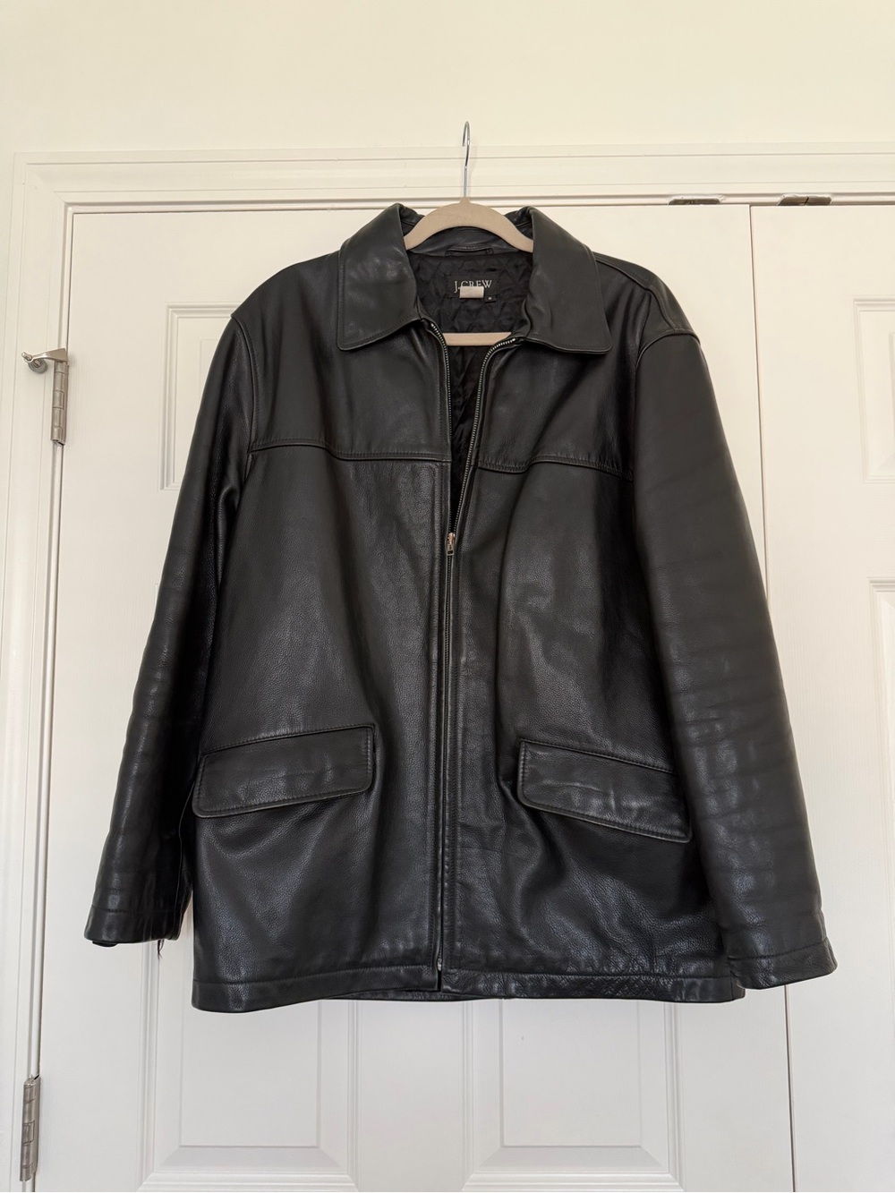 J. Crew Black Leather Bomber Jacket